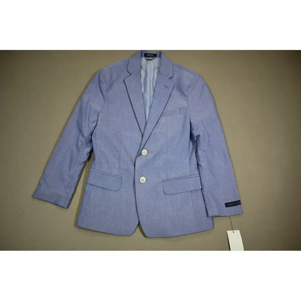 Tommy‎ Hilfiger Boys Blue Stretch Oxford Jacket with Pinstripe Lining Size 10